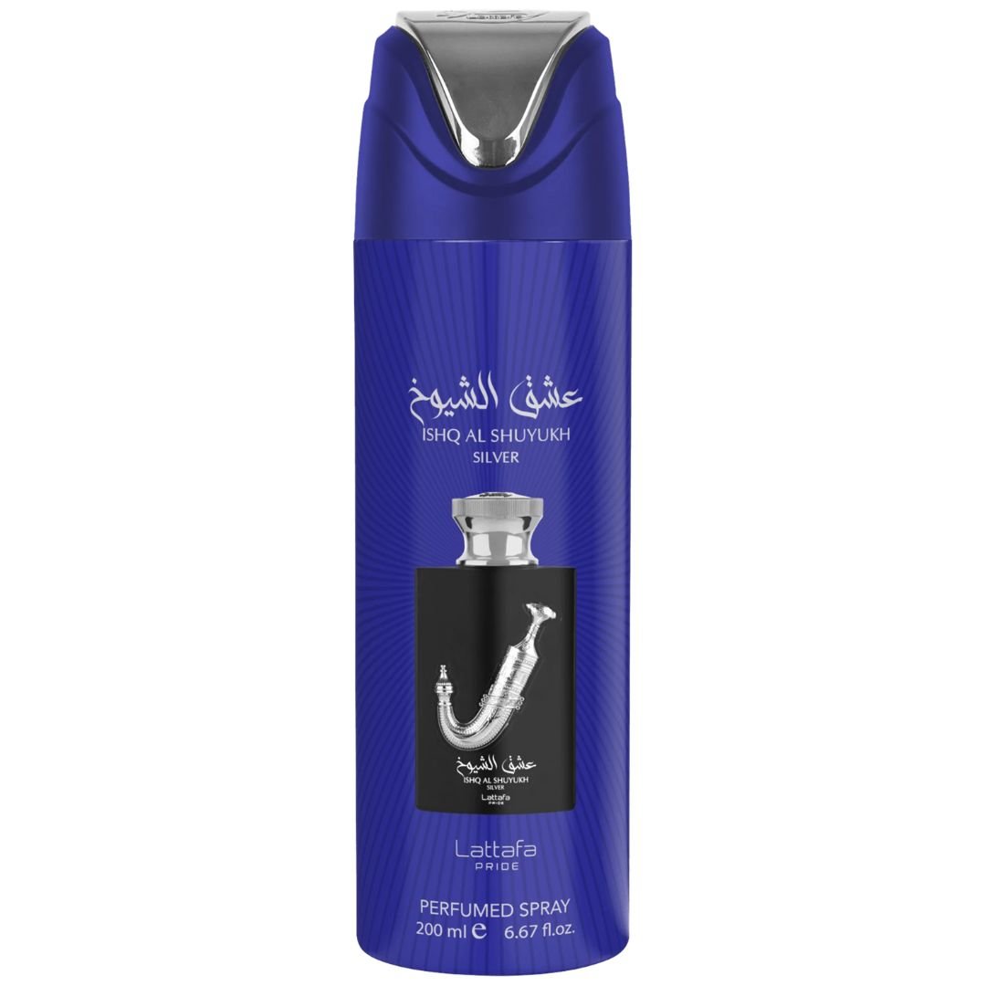 Ishq al Shuyukh Silver 200ml Body Sprays by Lattafa Pride (Pack of 12)